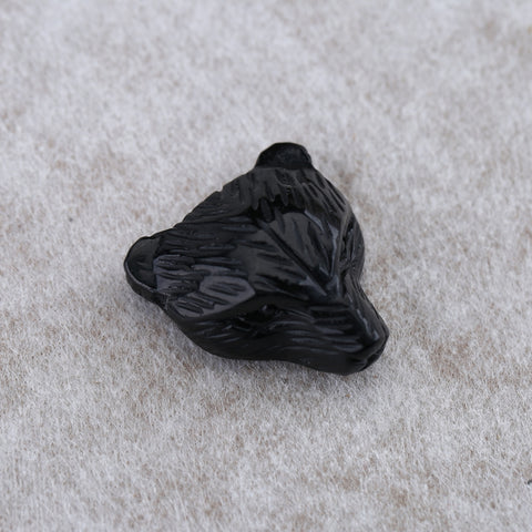 Hand-Carved Obsidian Bear Head Pendants | Guardian Pocket Stone