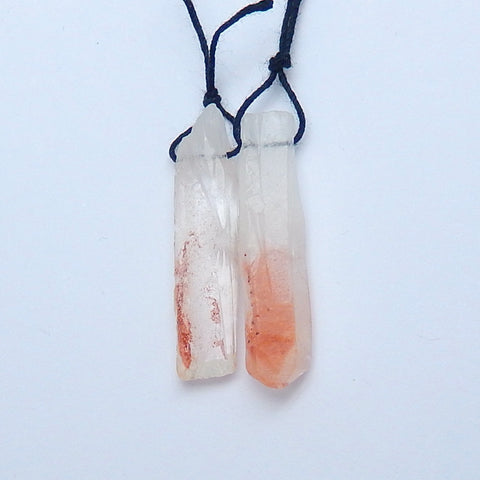 Natural Red Quartz Earring Beads 33x6x5mm, 3.6g