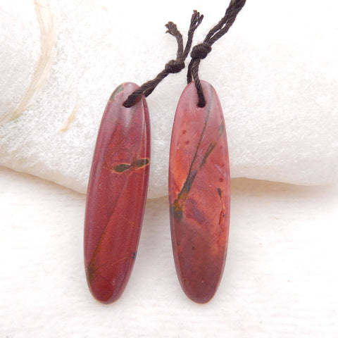Natural Red Creek Jasper Earring Beads 37x9x4mm, 5.1g