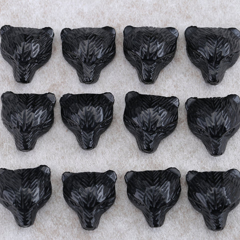 Hand-Carved Obsidian Bear Head Pendants | Guardian Pocket Stone
