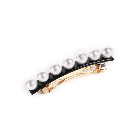 BITEFU Classic Versatile Pearl Spring Hairpin: Vintage Ponytail Clip & Elegant Horizontal Hair Accessory