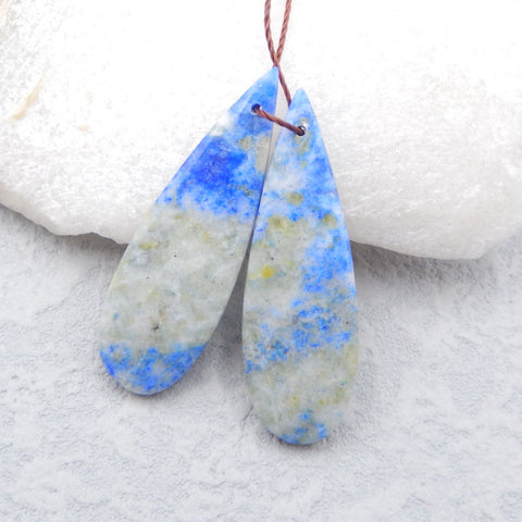 Paire de Boucles d'Oreilles en Lapis Lazuli Naturel 38x14x4mm ,8.10g