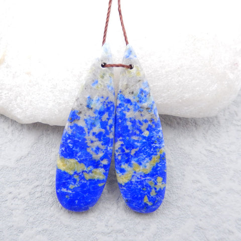 Paire de Boucles d'Oreilles en Lapis Lazuli Naturel 38x14x4mm ,8.10g