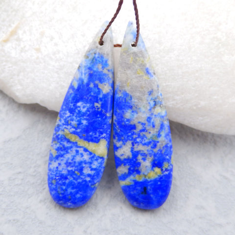 Paire de Boucles d'Oreilles en Lapis Lazuli Naturel 38x14x4mm ,8.10g