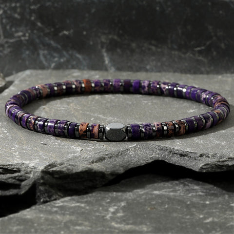 Gomggsale Bohemian Natural Gemstone Bracelet - Contrast Color Half Cylinder Bracelet