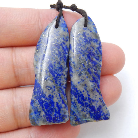 Paire de Boucles d'Oreilles Pépite Lapis Lazuli, pierre pour Boucles d'Oreilles, 40x12x4mm, 8.1g