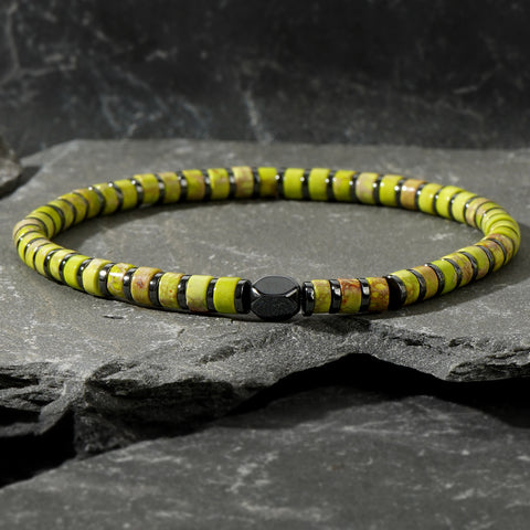Gomggsale Bohemian Natural Gemstone Bracelet - Contrast Color Half Cylinder Bracelet