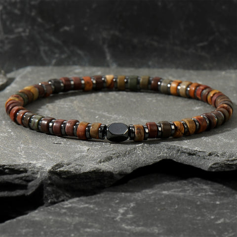 Gomggsale Bohemian Natural Gemstone Bracelet - Contrast Color Half Cylinder Bracelet