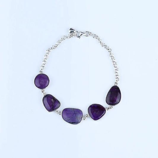 Natural Sugilite Buckle Bracelet with 925 Sterling Silver Accessory 15x11x4mm, 11x11x3mm,