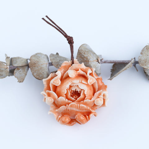 BITEFU Pink Conch Shell (Made Of Powder Of Shell, Color Is Enhanced ) Flower Big Size Pendant Bead , 21.5g