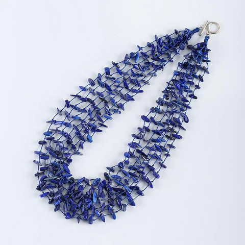 New Arrival! Natural Lapis Lazuli Necklace, Lapis Lazuli Bead Strands Handmade Gemstones,7 Strand, 22 Inch,5×4×1mm,15×7×3mm,85g