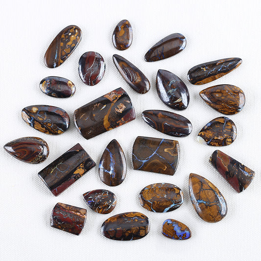 24 pcs Natural Boulder Opal Cabochons 21*13*4mm, 41*24*9mm, 136.3g