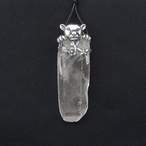 New! Natural Crystal Gemstone 925 Sterling Silver Panther Pendant, panther Jewelry, 67x63x19mm, 39.2g
