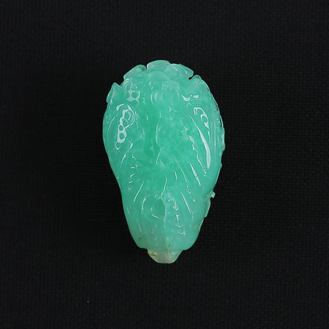 Hand Carved AAA Grade Natural Chrysoprase Chinese Cabbage Gemstone Pendant Bead For Gemstone Jewelry Design ,Unique Gift,45×27×20mm,29.4g