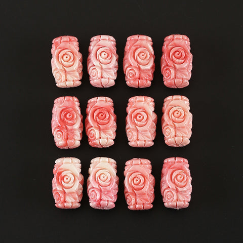BITEFU 1Pair Pink Conch Shell (Made Of Powder Of Shell, Color Is Enhanced ) Long strip flower, 4.8g