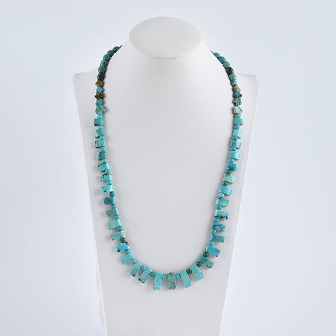 1 Strand 23 Inch Turquoise Gemstone Loose Beads Necklace, Handmade Turquoise Necklace for Gift, 16x7x4mm,4mm, 32g