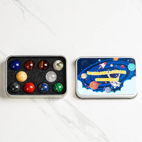 Gomggale Children's Science Popularization Eight Planets in the Solar System Natural Stone Ornaments - Anime Gift Box Mineral Specimens Gift for Children