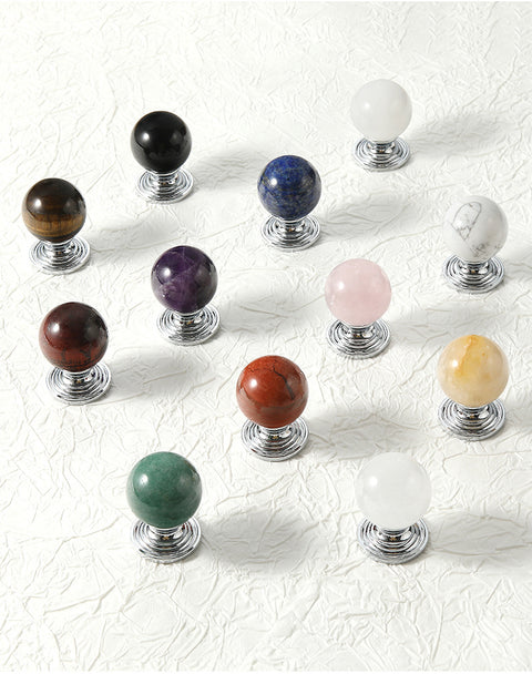 Gomggsale Natural Stone Nine Planet Crystal Handle - Wardrobe Door Handle Cabinet Shoe Cabinet Single Hole Small Handle