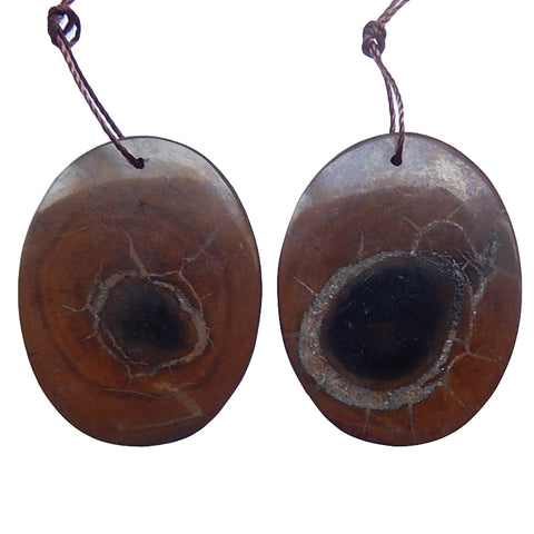 Paire de boucles d'oreilles en pierres précieuses à la mode en pierre naturelle moirée, 33x25x3mm, 9.8g
