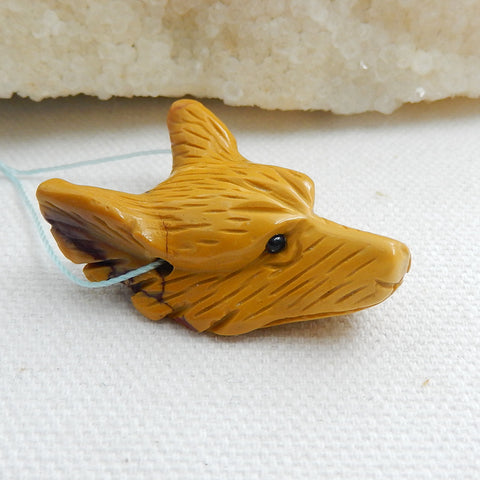 Natural Mookaite Jasper Carved wolf head Pendant Bead 32x23x11mm, 8.1g