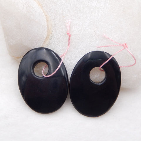Belle paire de boucles d'oreilles en obsidienne pour femme 30 x 40 x 6 mm, 19,06 g
