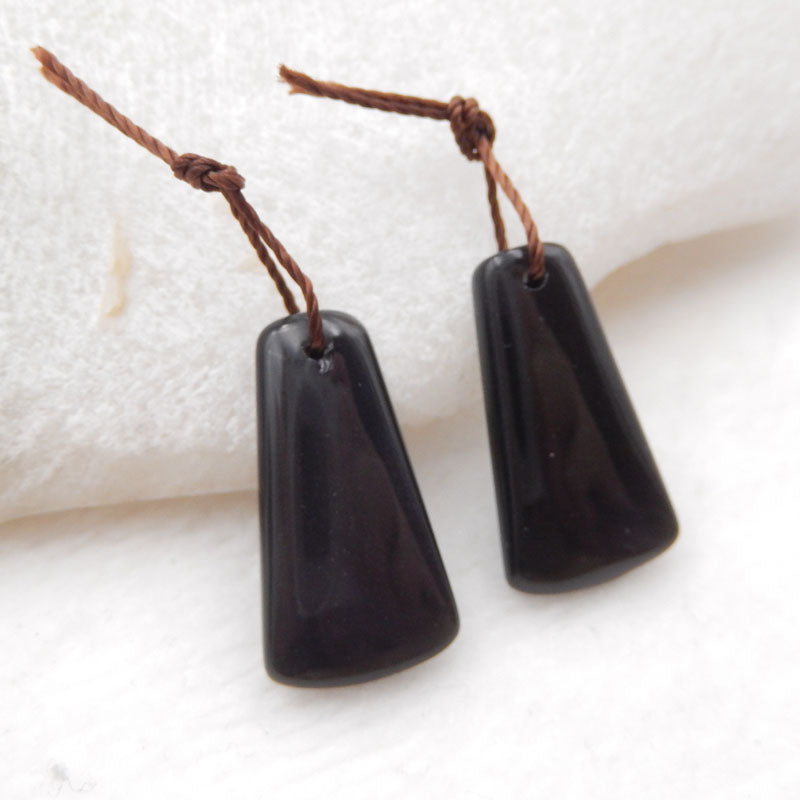 Natural Obsidian Earring Beads 19*9*3mm, 2.1g