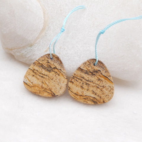 1 paire de boucles d'oreilles en pierres précieuses de jaspe en forme de triangle naturel, 24 x 23 x 3 mm, 7,3 g