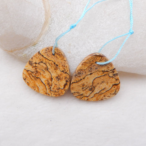 1 paire de boucles d'oreilles en pierres précieuses de jaspe en forme de triangle naturel, 24 x 23 x 3 mm, 7,3 g