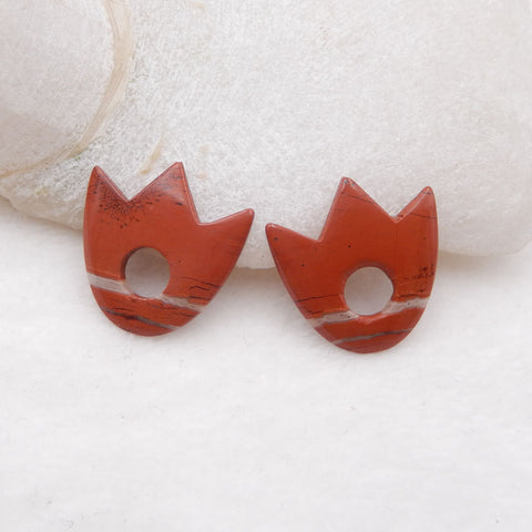 Natural Red River Jasper Earring Beads 25x24x3mm, 5.1g