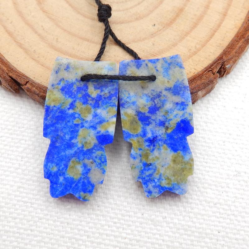 Natural Lapis Lazuli Feather Earring Beads 26x14x4mm, 6g