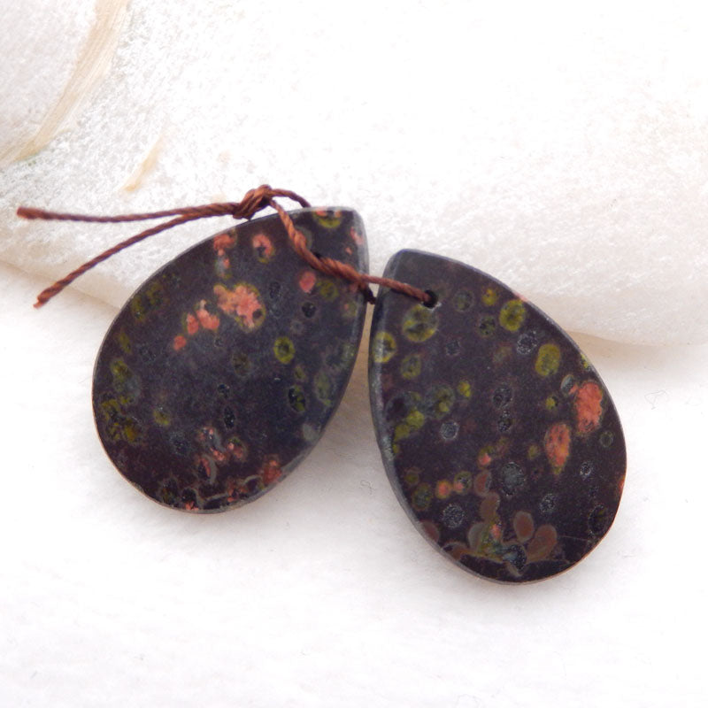 Natural Poppy Jasper Earring Beads 30x20x3mm, 8.7g