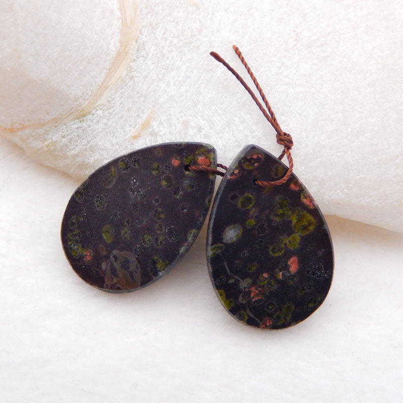Natural Poppy Jasper Earring Beads 30x20x3mm, 8.7g