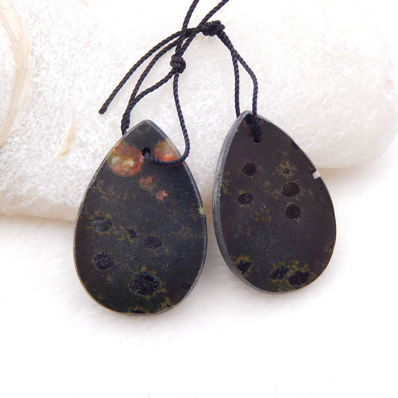 Natural Poppy Jasper Earring Beads 30x20x3mm, 8.7g