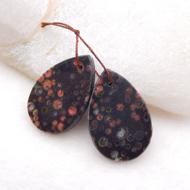 Natural Poppy Jasper Earring Beads 30x20x3mm, 8.7g