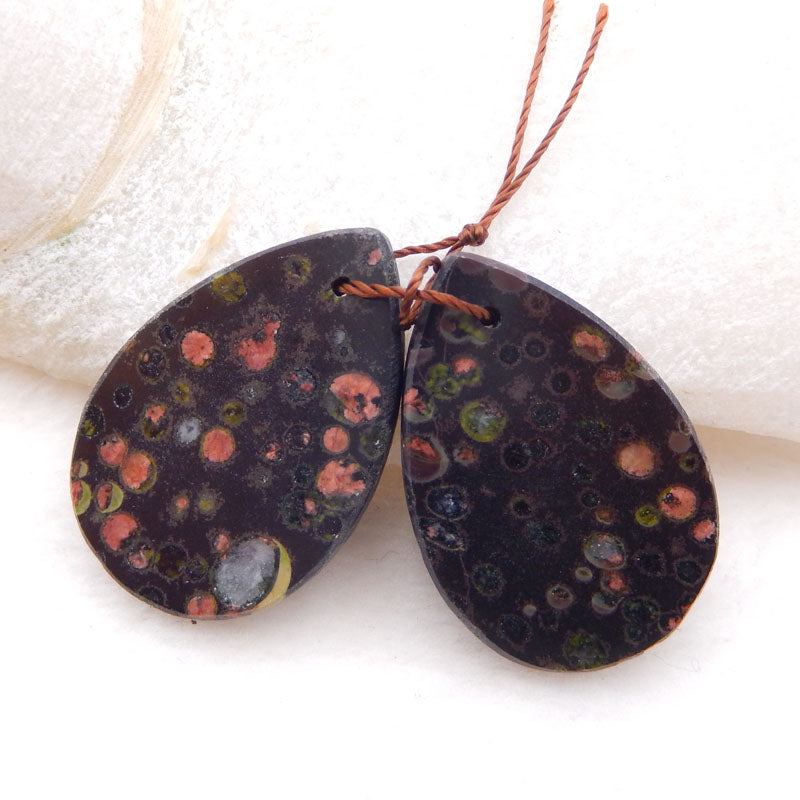Natural Poppy Jasper Earring Beads 30x20x3mm, 8.7g