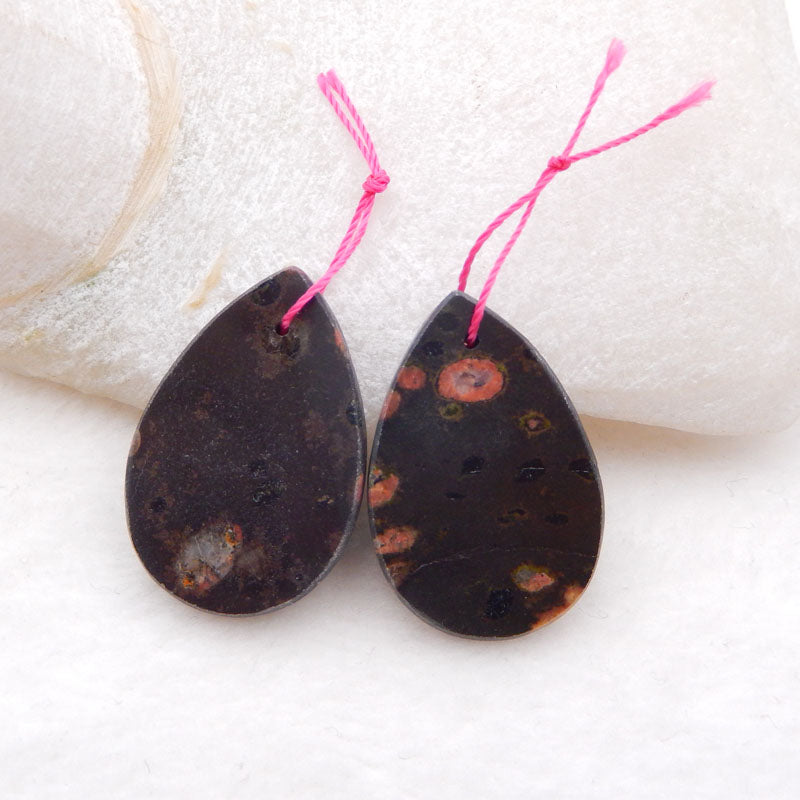 Natural Poppy Jasper Earring Beads 30x20x3mm, 8.7g