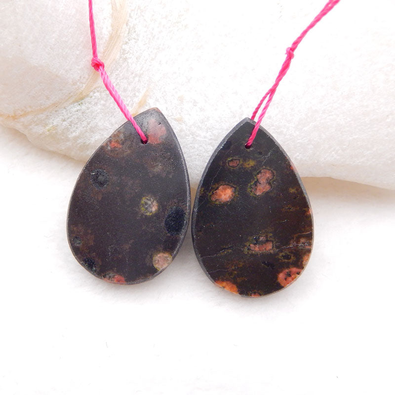 Natural Poppy Jasper Earring Beads 30x20x3mm, 8.7g