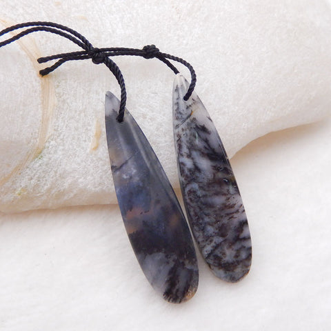Natural Arborization Opal Teardrop 耳环对,用于制作耳环的石头,39x13x4mm,5.6g