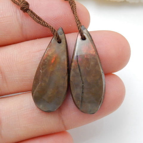 Natural Ammonite Fossil Earring Beads 25x13x5mm, 5.3g
