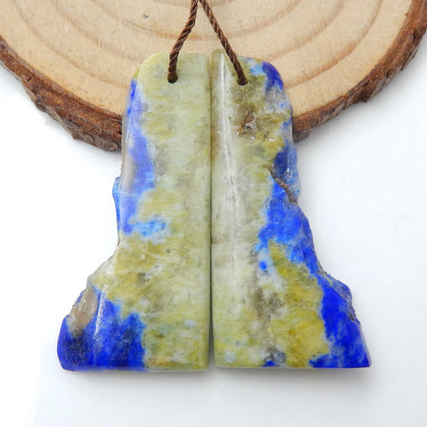 Paire de Boucles d'Oreilles Pépite Lapis Lazuli, pierre pour Boucles d'Oreilles, 40x12x4mm, 8.1g