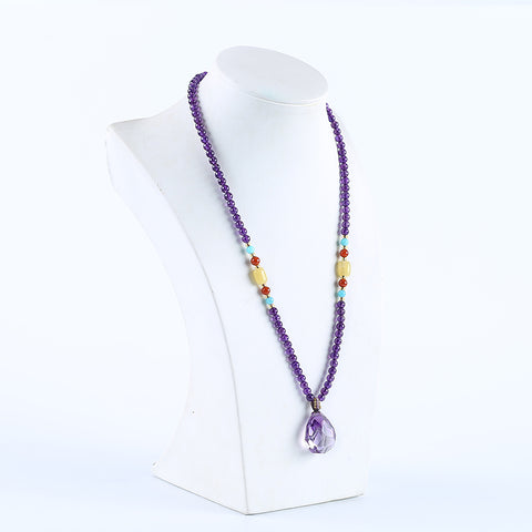 Beautiful Adjustable Natural Gemstone Loose Beads Necklace, Best Gemstone Jewelry Gift, 17-25 Inch, 25x18x13mm, 4mm, 22.3g