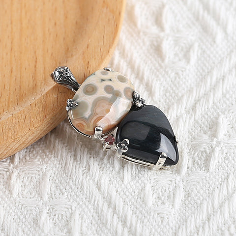 Nouveau Design Vente Chaude Lapis Lazuli et Labradorite Intarsia Boucles d'Oreilles en Forme de Larme, 925 Pièces en Argent Sterling, 33x18x4mm, 8.6g