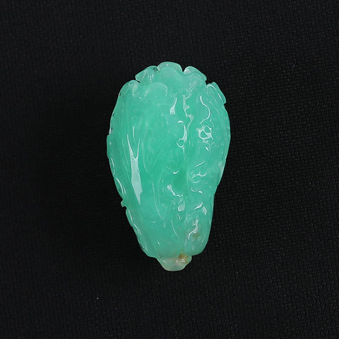 Hand Carved AAA Grade Natural Chrysoprase Chinese Cabbage Gemstone Pendant Bead For Gemstone Jewelry Design ,Unique Gift,45×27×20mm,29.4g