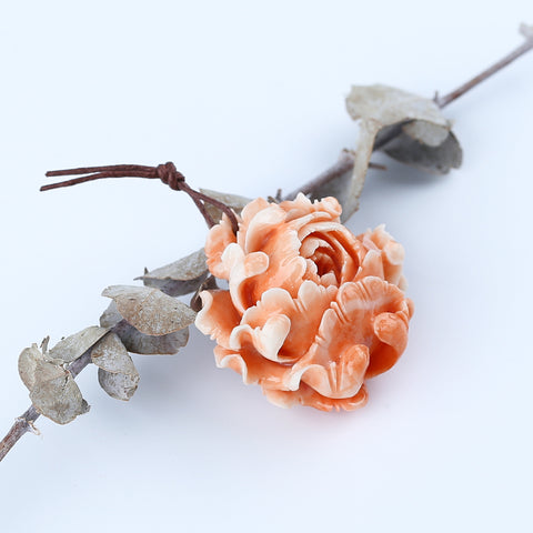 BITEFU Pink Conch Shell (Made Of Powder Of Shell, Color Is Enhanced ) Flower Big Size Pendant Bead , 21.5g