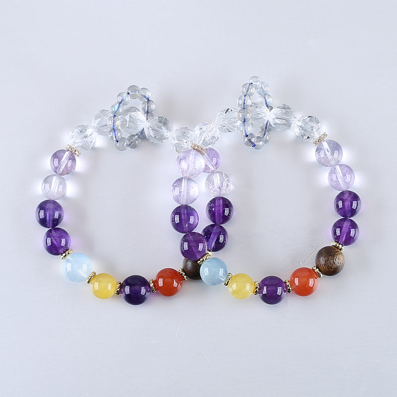 Handmade Natural Gemstone Unique Jewelry Gift, Colorful Bracelet, 18cm, 5/10mm, 26g