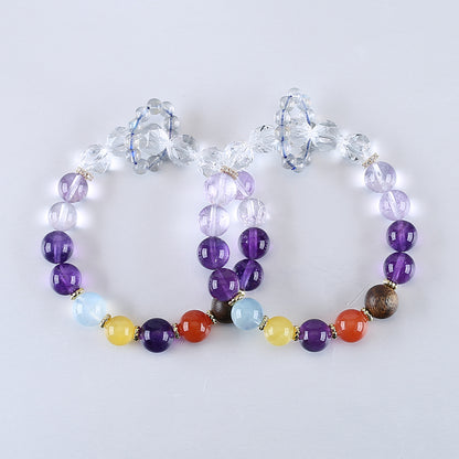 Handmade Natural Gemstone Unique Jewelry Gift, Colorful Bracelet, 18cm, 5/10mm, 26g