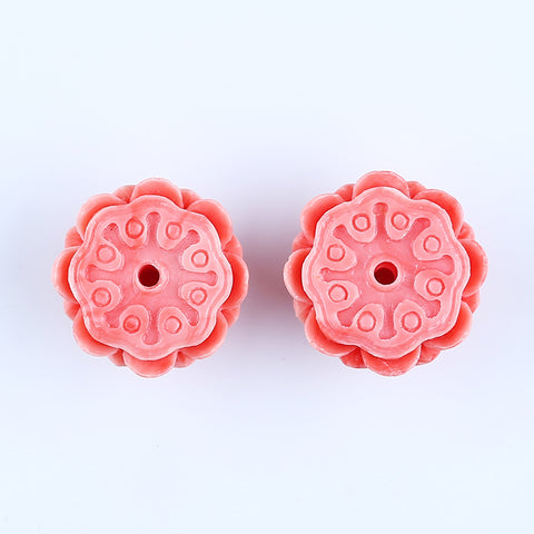 BITEFU 1Pair Pink Conch Shell (Made Of Powder Of Shell, Color Is Enhanced ) Lotus Flower, 17.2g