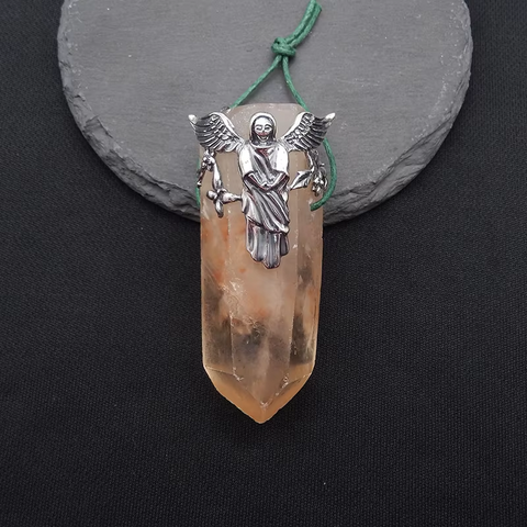 925 Sterling Silver Angel Necklace Pendant Women,Natural Stone Quartz Luxury Quality Jewelry New 66x30x21mm 62.6g