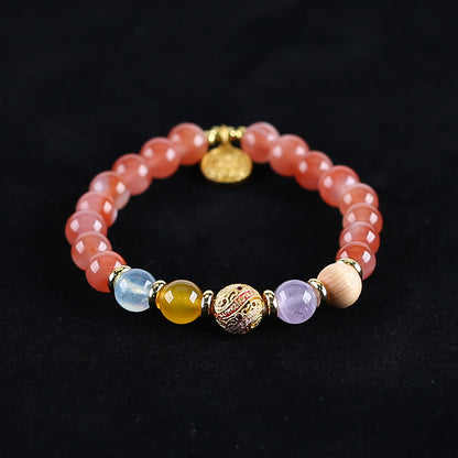 Handmade Natural Gemstone Unique Colorful Jewelry Gift Bracelet 17cm, 8mm, 16.9g