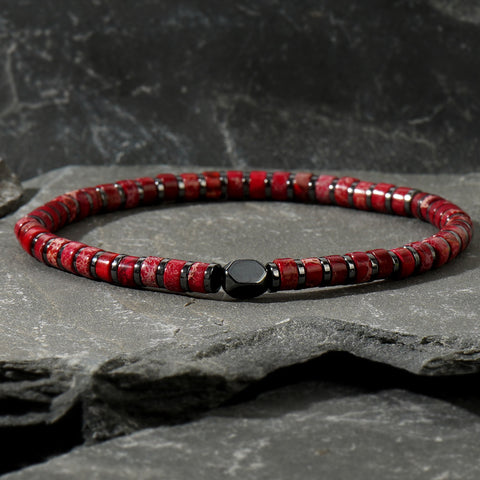 Gomggsale Bohemian Natural Gemstone Bracelet - Contrast Color Half Cylinder Bracelet